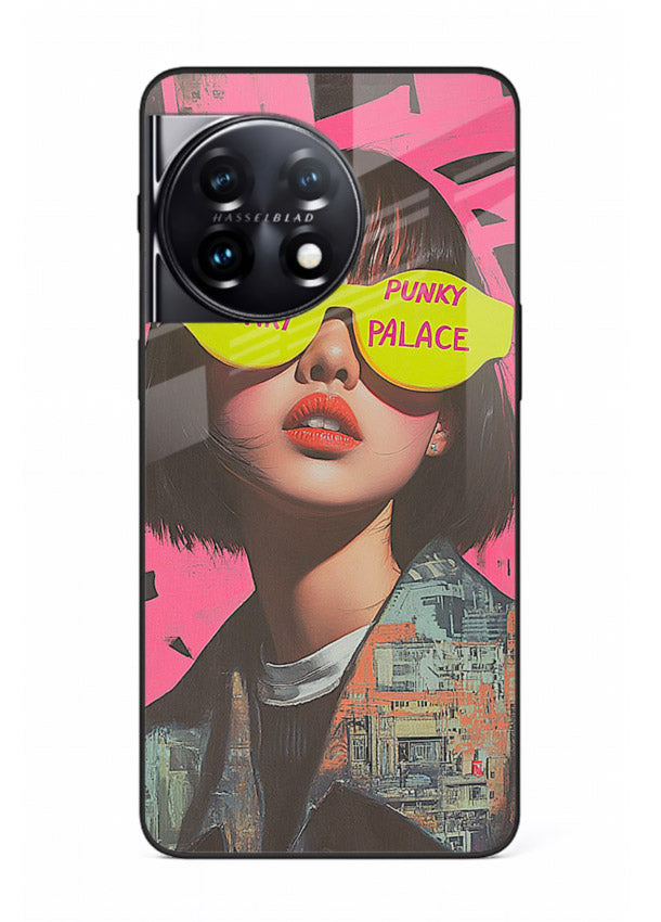 Punk Neon Portrait edgy neon artwork OnePlus 11 glass back cover