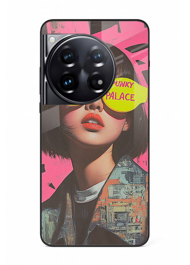 Punk Neon Portrait edgy neon artwork OnePlus 12 glass back cover