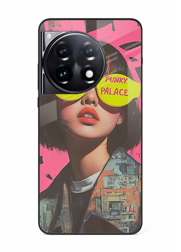 Punk Neon Portrait edgy neon artwork OnePlus 12R glass back cover