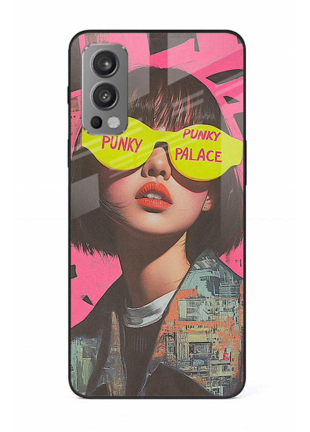 Punk Neon Portrait edgy neon artwork OnePlus Nord 2 glass back cover