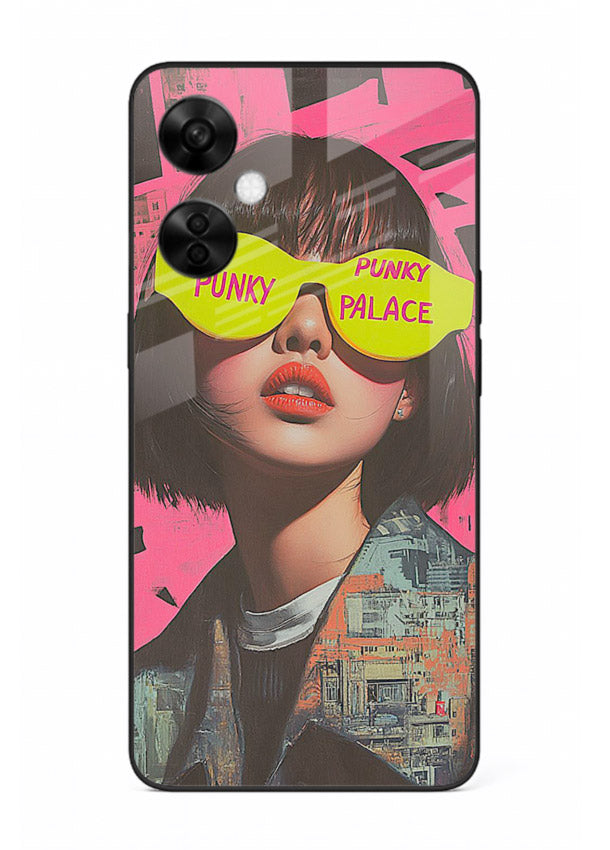 Punk Neon Portrait edgy neon artwork OnePlus Nord CE3 Lite glass back cover