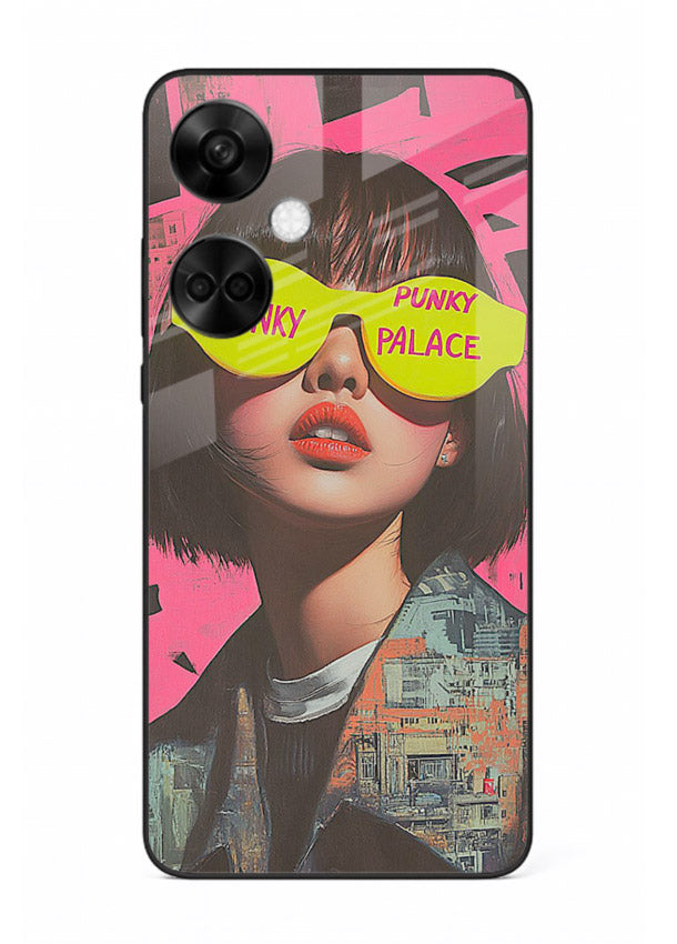 Punk Neon Portrait edgy neon artwork OnePlus Nord CE3 glass back cover