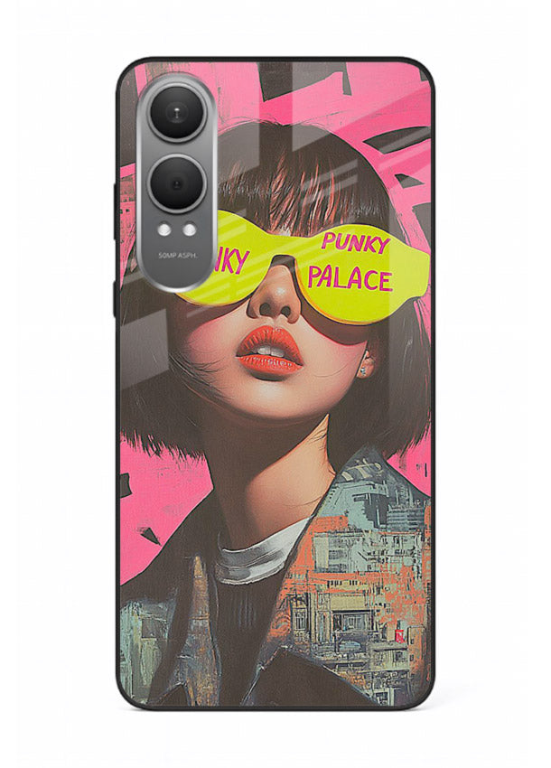 Punk Neon Portrait edgy neon artwork OnePlus Nord CE4 Lite glass back cover