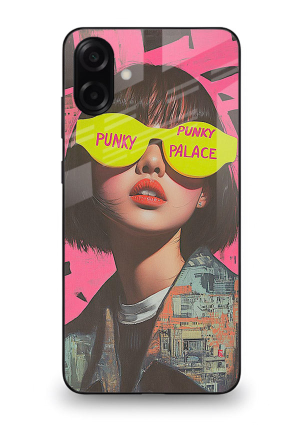 Punk Neon Portrait edgy neon artwork Samsung A06 5G glass back cover