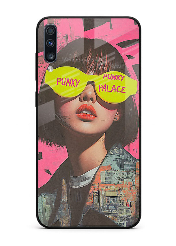 Punk Neon Portrait edgy neon artwork Samsung A50 glass back cover