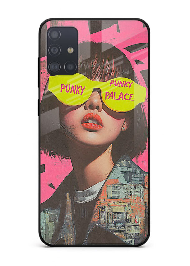 Punk Neon Portrait edgy neon artwork Samsung A71 glass back cover