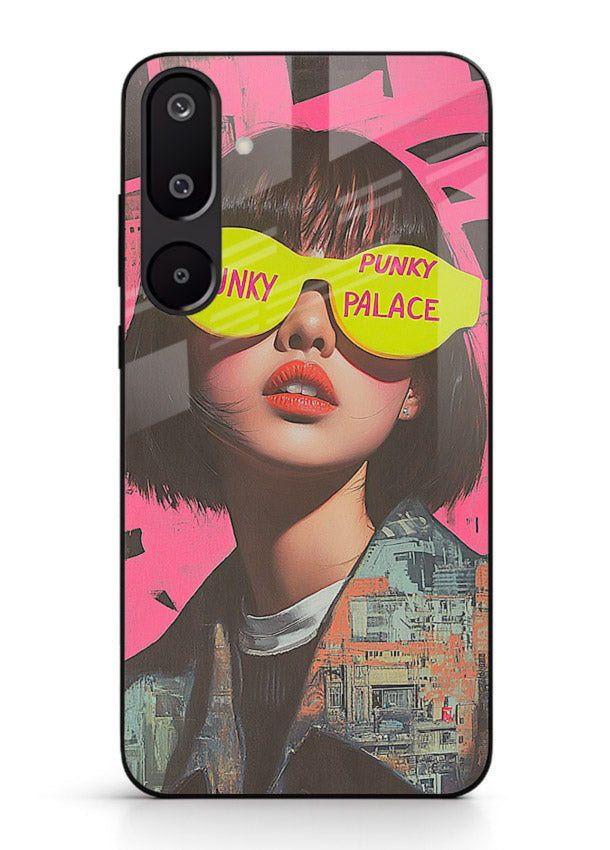 Punk Neon Portrait edgy neon artwork Samsung M16 5G glass back cover