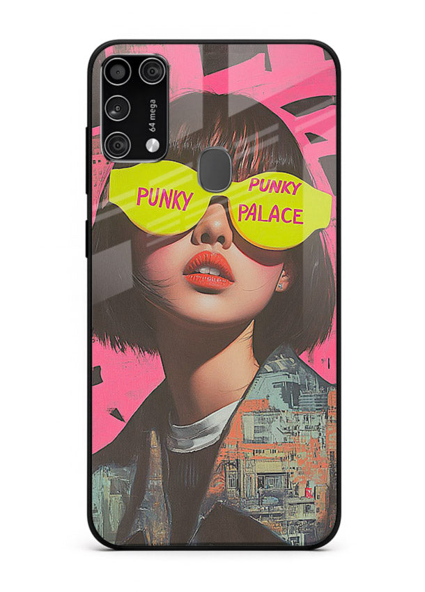 Punk Neon Portrait edgy neon artwork Samsung M31 Prime glass back cover