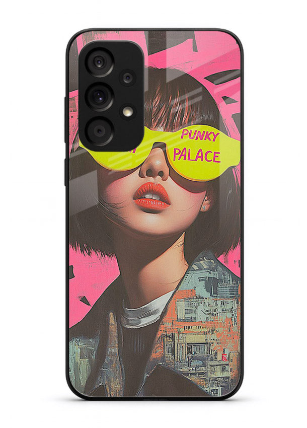 Punk Neon Portrait edgy neon artwork Samsung M32 5G glass back cover