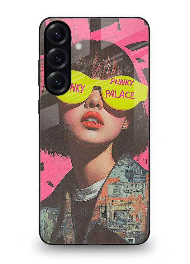 Punk Neon Portrait edgy neon artwork Samsung A16 5G glass back cover
