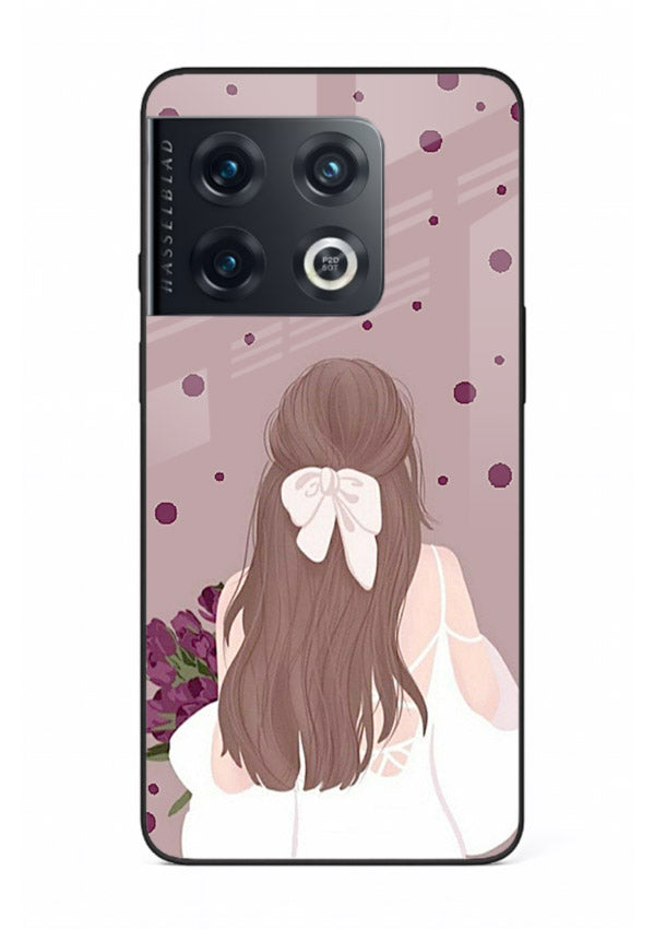 Purple Bow Girl cute portrait illustration OnePlus 10 Pro glass back cover