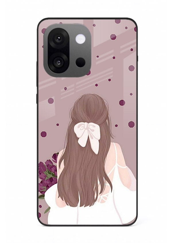 Purple Bow Girl cute portrait illustration OnePlus 13s glass back cover