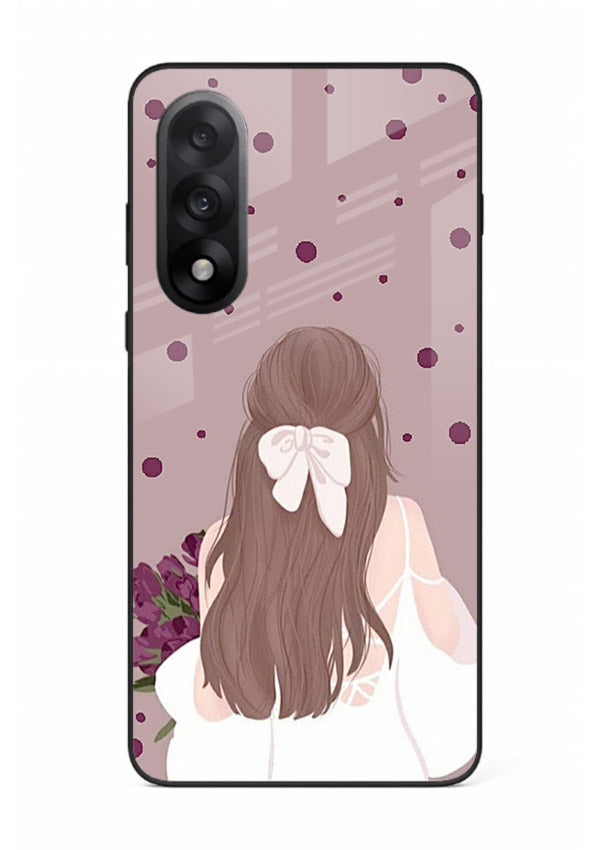 Purple Bow Girl cute portrait illustration OnePlus Nord 5 glass back cover