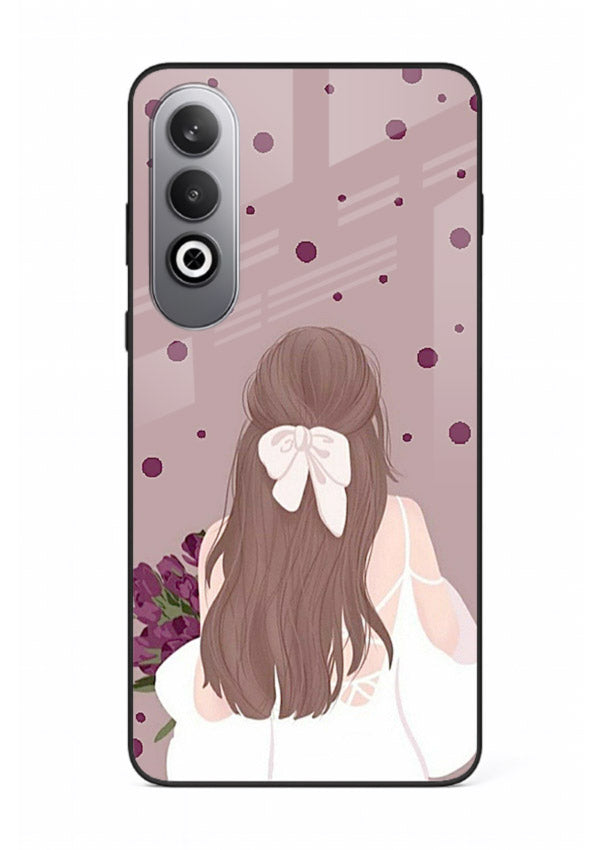 Purple Bow Girl cute portrait illustration OnePlus Nord CE4 glass back cover