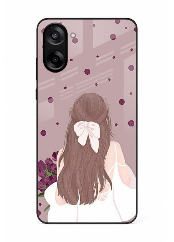 Purple Bow Girl cute portrait illustration OnePlus Nord CE5 glass back cover