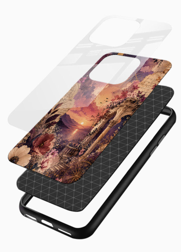 Purple moon arch glass back cover with dusky sky and silhouetted archway design - 3