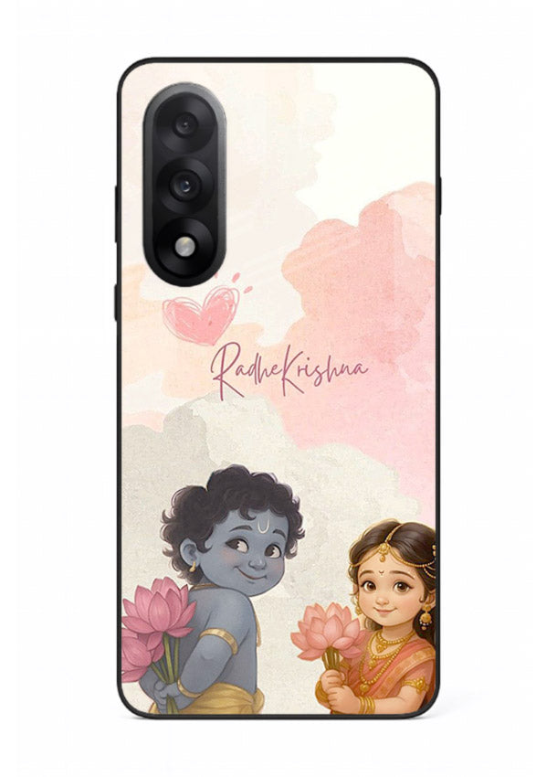 Cute Radha Krishna art OnePlus Nord 5 glass romantic devotional couple case