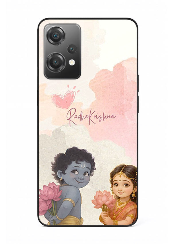 Cute Radha Krishna art OnePlus Nord CE2 Lite 5G glass romantic devotional couple case
