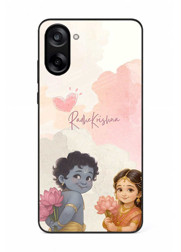 Cute Radha Krishna art OnePlus Nord CE5 glass romantic devotional couple case