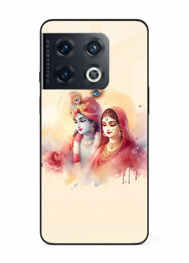 Radha Krishna watercolor pastel art OnePlus 10 Pro glass elegant devotional case