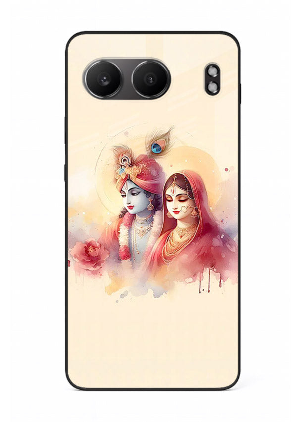 Radha Krishna watercolor pastel art OnePlus Nord 4 glass elegant devotional case