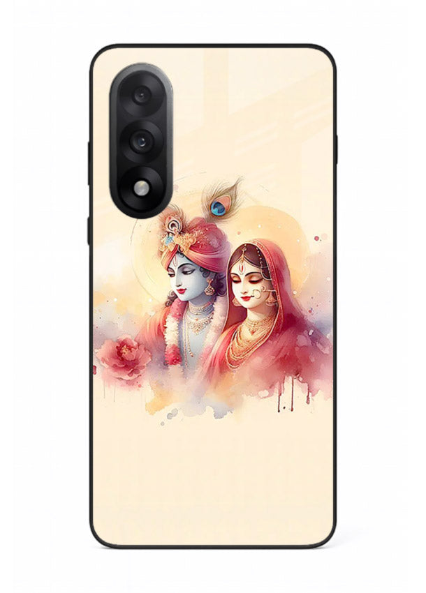 Radha Krishna watercolor pastel art OnePlus Nord 5 glass elegant devotional case