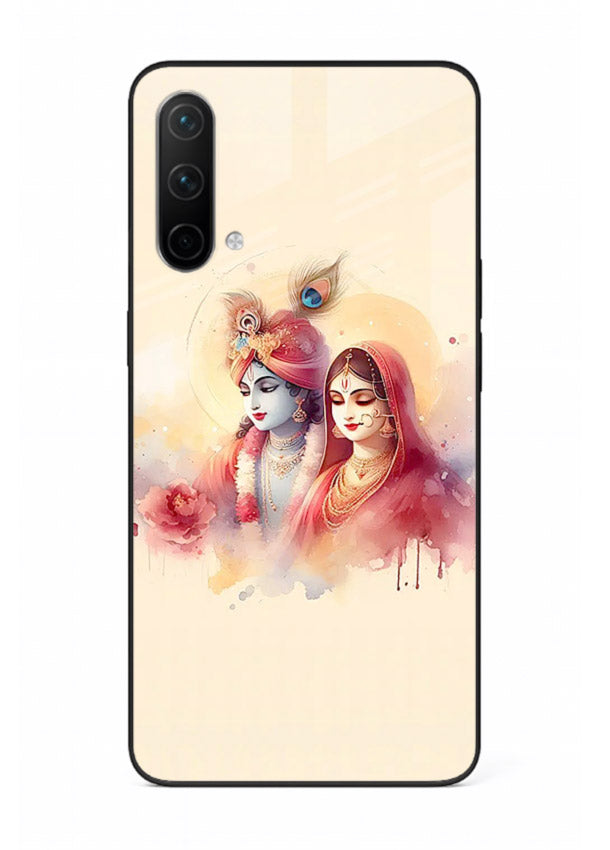 Radha Krishna watercolor pastel art OnePlus Nord CE 5G glass elegant devotional case