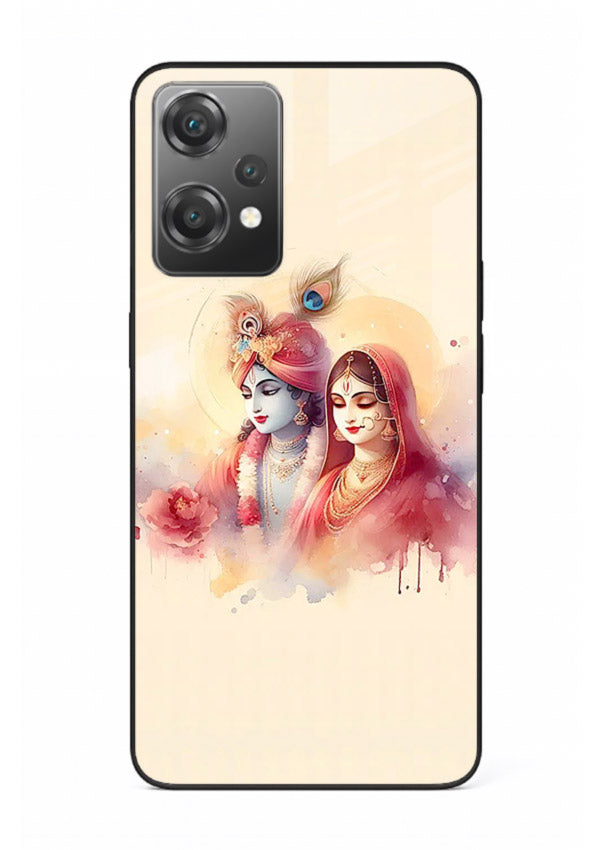 Radha Krishna watercolor pastel art OnePlus Nord CE2 Lite 5G glass elegant devotional case