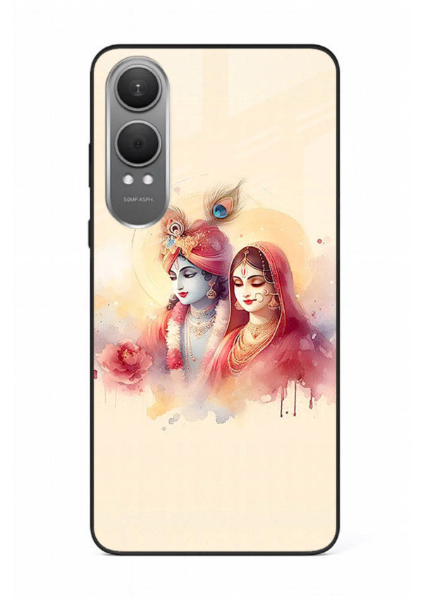 Radha Krishna watercolor pastel art OnePlus Nord CE4 Lite glass elegant devotional case