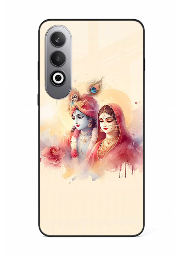 Radha Krishna watercolor pastel art OnePlus Nord CE4 glass elegant devotional case