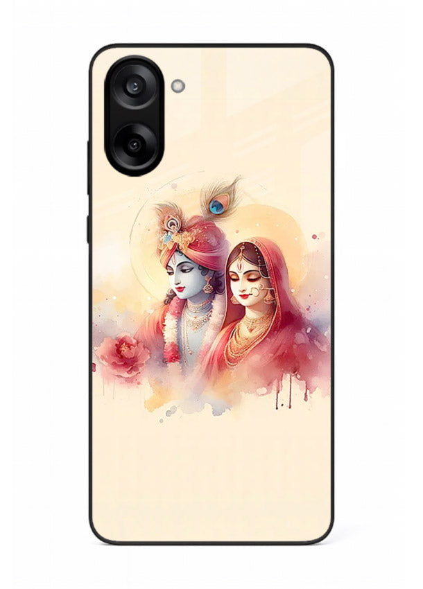 Radha Krishna watercolor pastel art OnePlus Nord CE5 glass elegant devotional case