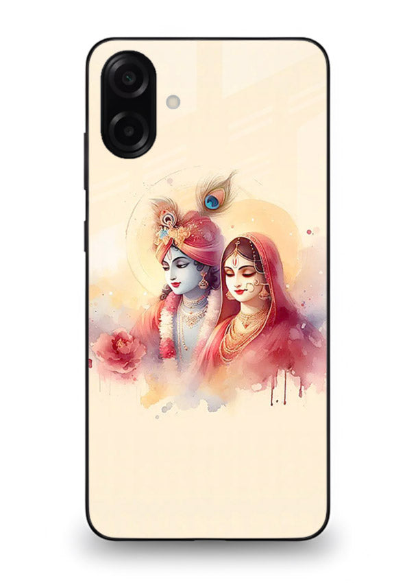 Radha Krishna watercolor pastel art Samsung A07 4G glass elegant devotional case