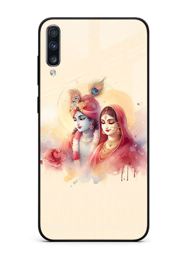Radha Krishna watercolor pastel art Samsung A70 glass elegant devotional case