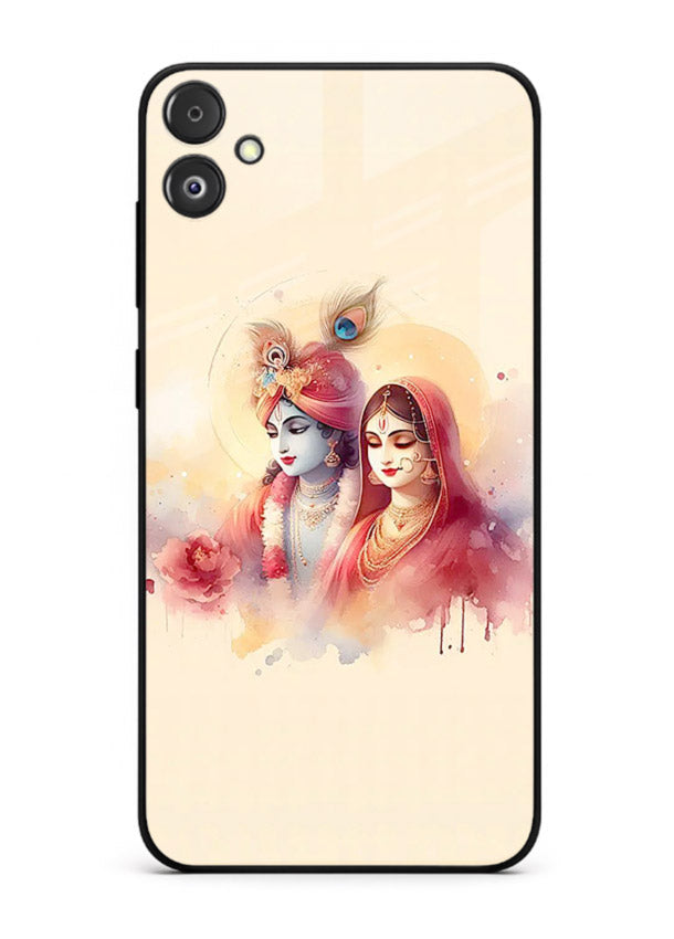 Radha Krishna watercolor pastel art Samsung F04 5G glass elegant devotional case