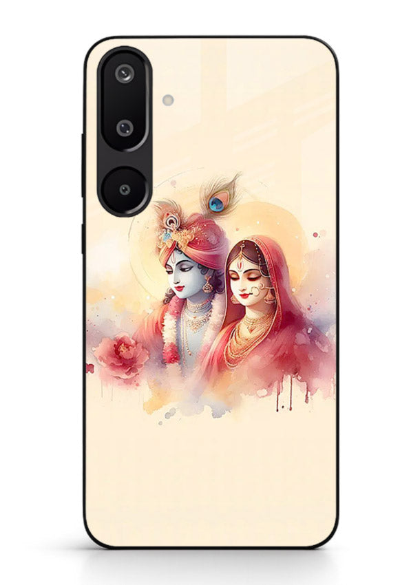 Radha Krishna watercolor pastel art Samsung M16 5G glass elegant devotional case