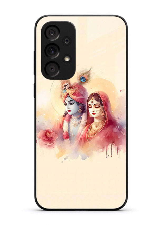 Radha Krishna watercolor pastel art Samsung A33 5G glass elegant devotional case