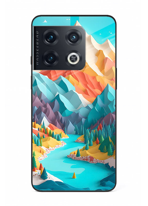 Rainbow Peak Valley colorful mountain artwork OnePlus 10 Pro glass back cover