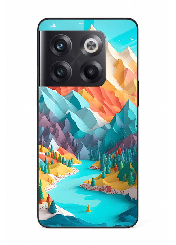 Rainbow Peak Valley colorful mountain artwork OnePlus 10T glass back cover
