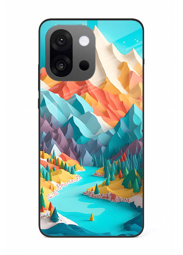 Rainbow Peak Valley colorful mountain artwork OnePlus 13s glass back cover