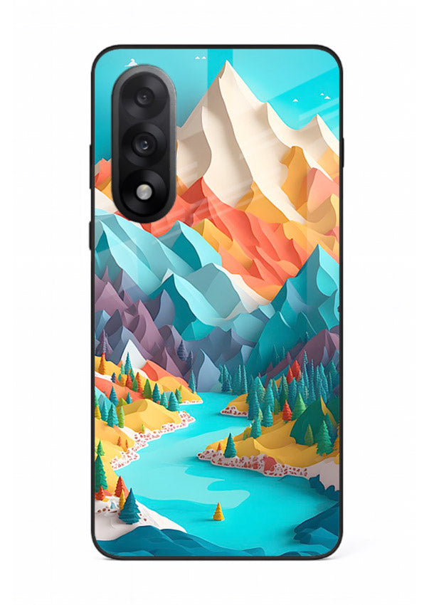 Rainbow Peak Valley colorful mountain artwork OnePlus Nord 5 glass back cover