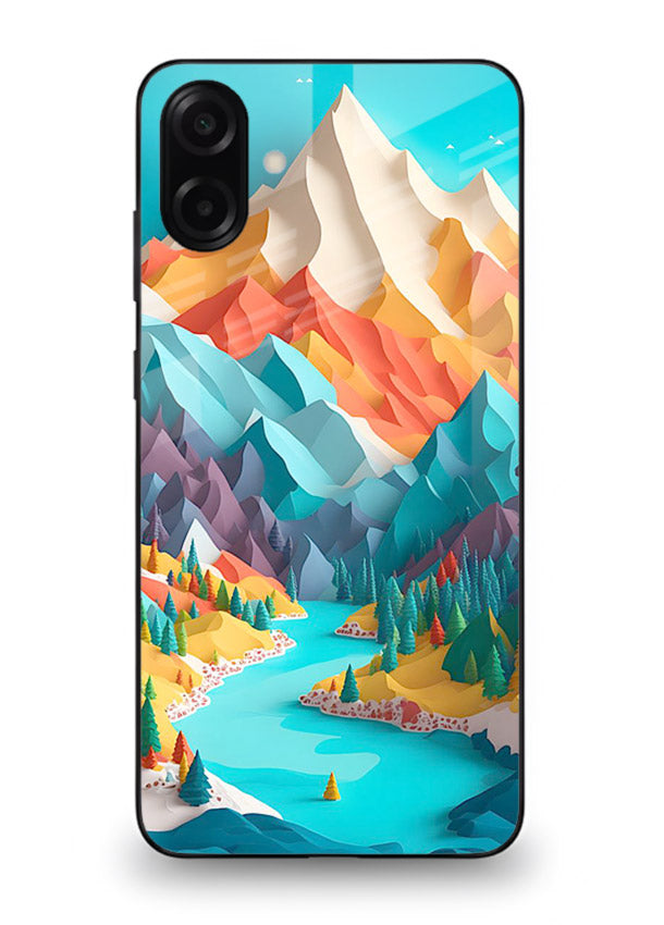 Rainbow Peak Valley colorful mountain artwork Samsung M13 5G glass back cover