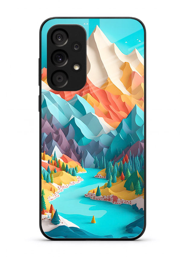 Rainbow Peak Valley colorful mountain artwork Samsung A73 5G glass back cover