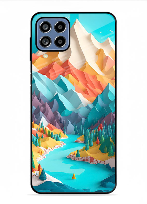 Rainbow Peak Valley colorful mountain artwork Samsung F62 glass back cover