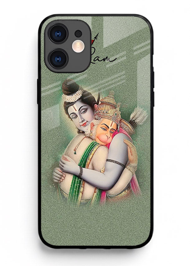 Ram Hanuman embrace artwork iphone 11 mobile glass back cover