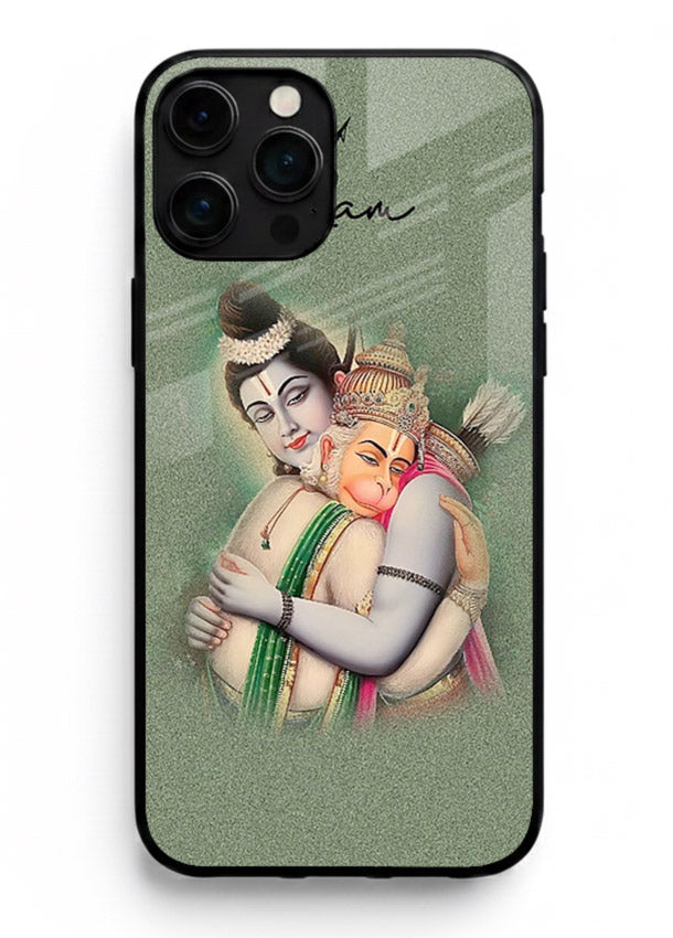 Ram Hanuman embrace artwork iphone 12 pro max mobile glass back cover