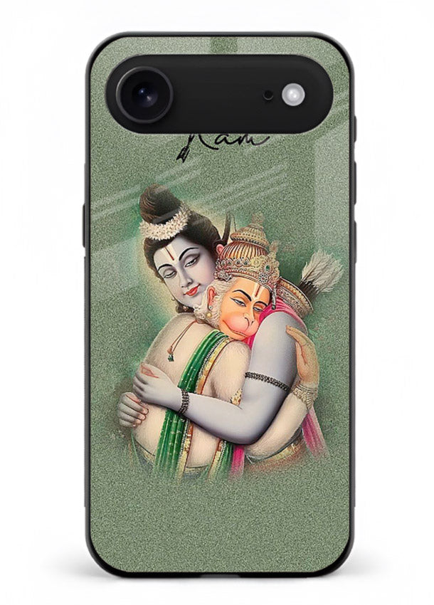 Ram Hanuman embrace artwork iphone 17 air mobile glass back cover