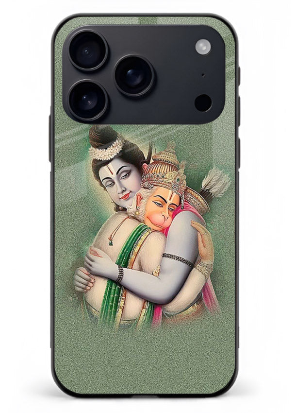 Ram Hanuman embrace artwork iphone 18 pro max mobile glass back cover