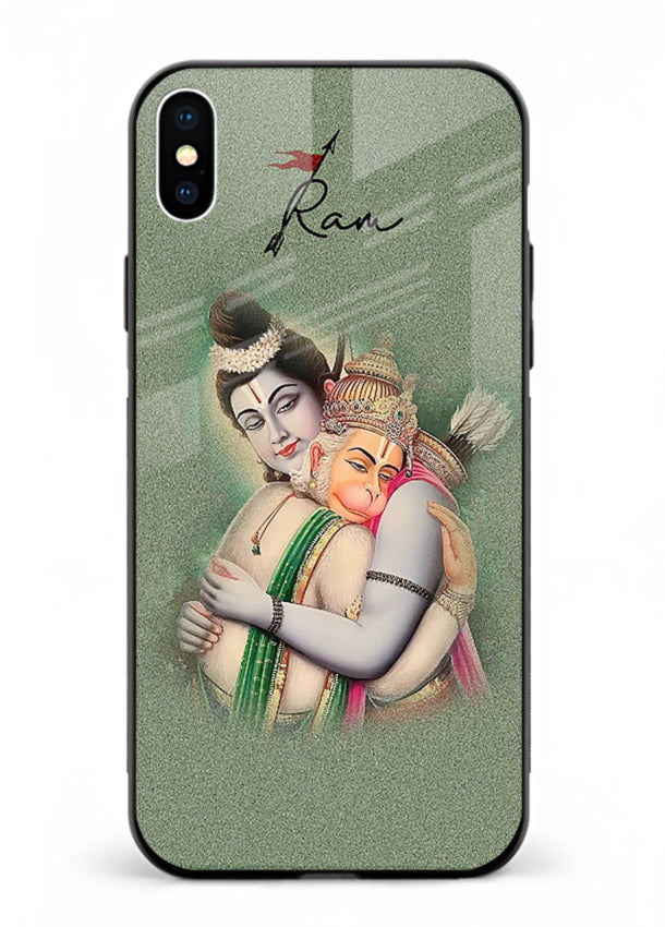 Ram Hanuman embrace artwork iphone xs max mobile glass back cover
