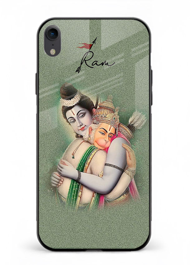 Ram Hanuman embrace artwork iphone xr mobile glass back cover