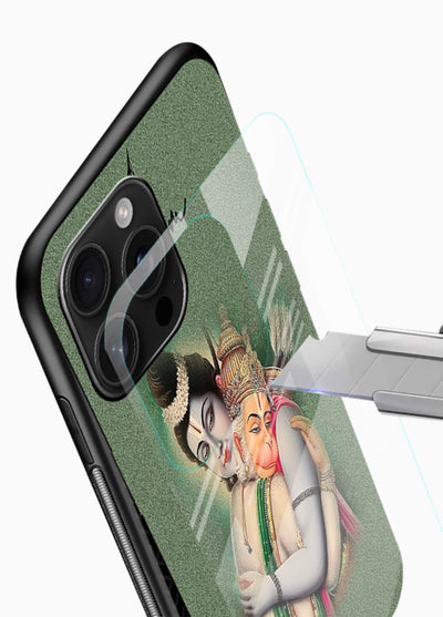 Ram Hanuman embrace artwork glossy vibrant premium mobile glass back cover - Angle Blade